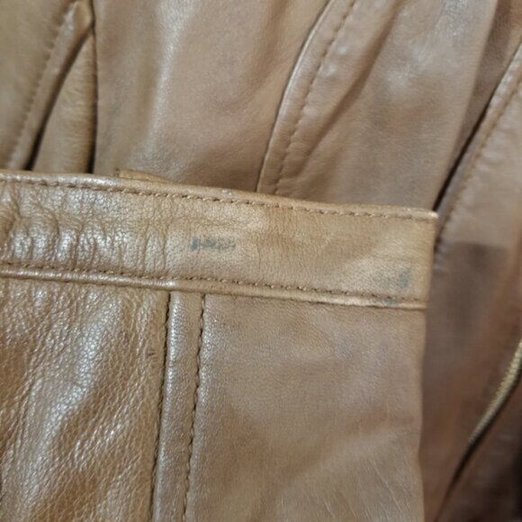 Guess Genuine Leather Moto Cropped Style Jacket – Warm Brown - Sz XL - Picture 14 of 15